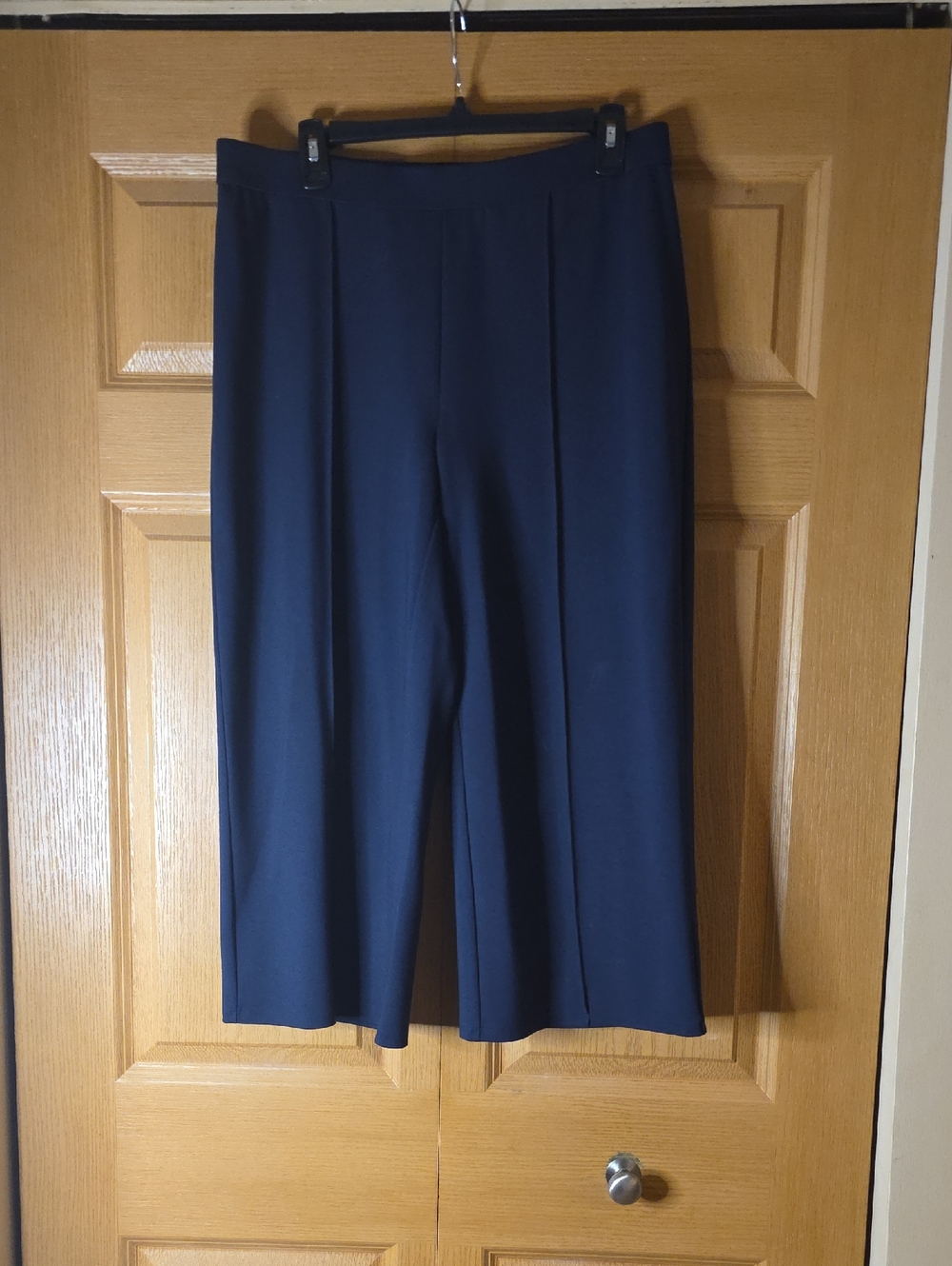 J. Jill Navy Cropped Wide-Leg Pants Women's Medium EUC